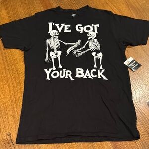 Black Graphic Tee with Skeleton Design